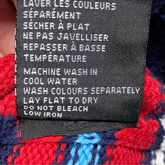 Knit Sweater Men’s Large Chunky Bombardier Key West 1/4 Zip Striped Blue Red - Picture 9 of 13